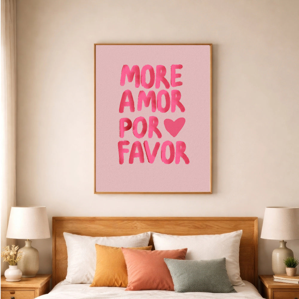 More Amor Por Favor Pink Typography Art Print