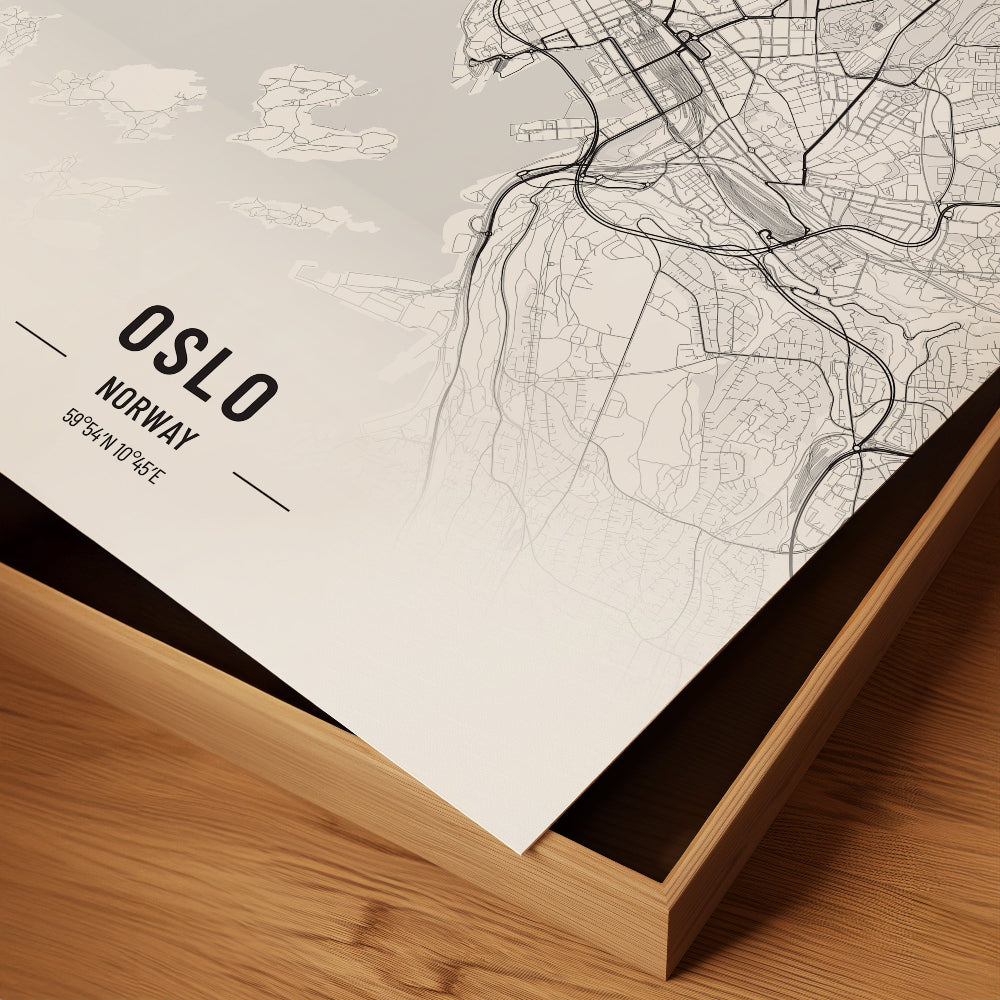 Oslo Black and White Map Art Print