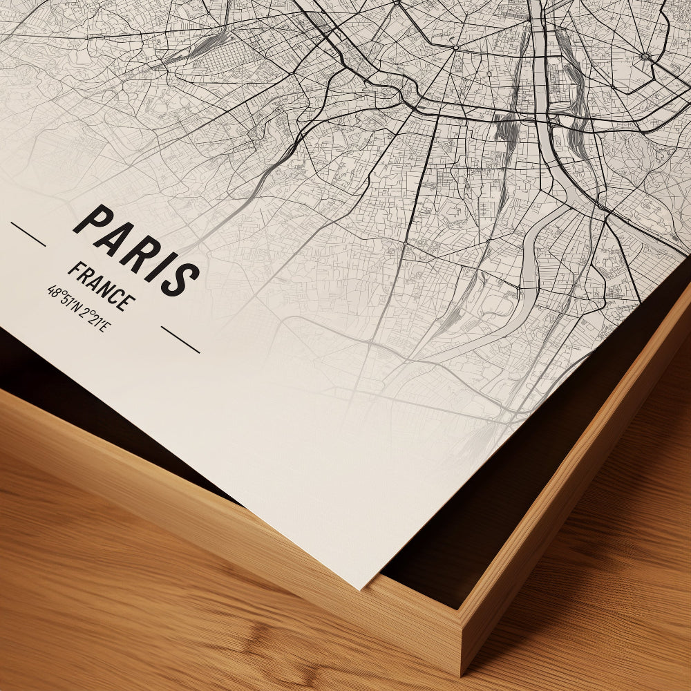 Paris Black and White Map Art Print
