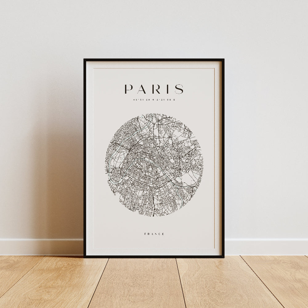 Paris Circle Map Print