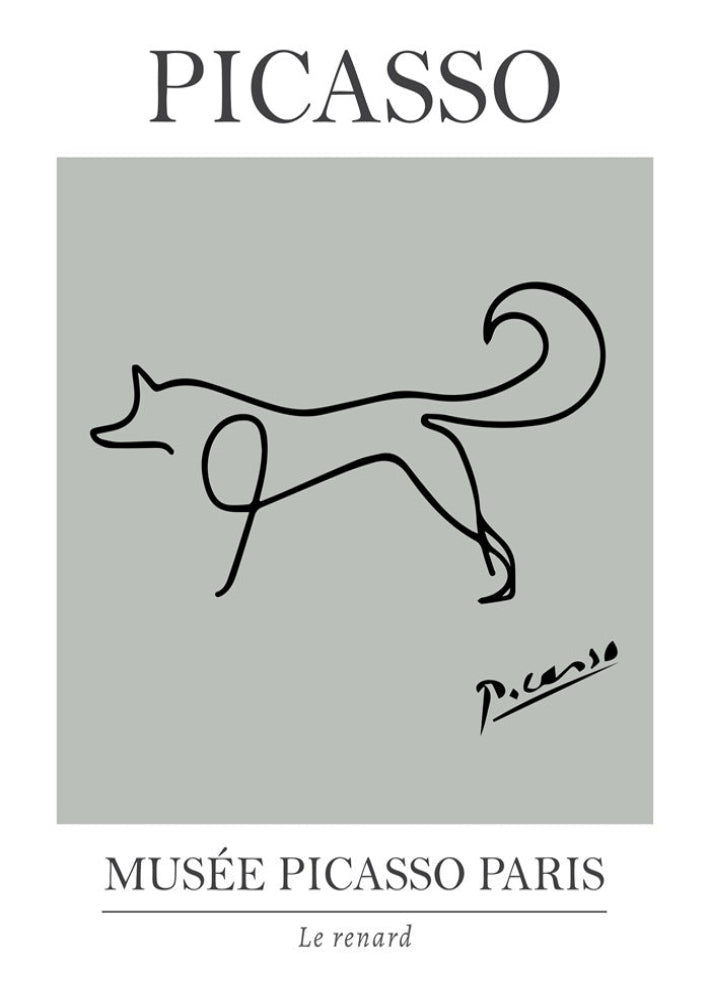 Picasso Fox Line Art Exhibition Print
