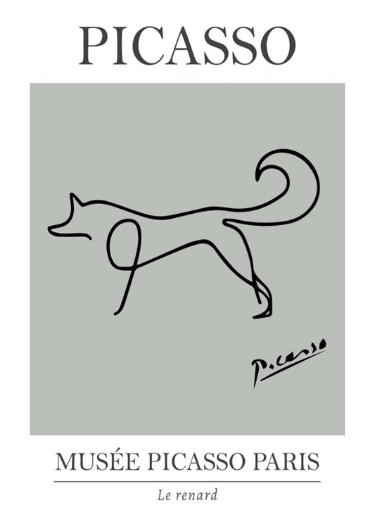 Picasso Fox Line Art Exhibition Print