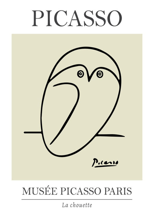Picasso Owl Line Art Exhibition Print