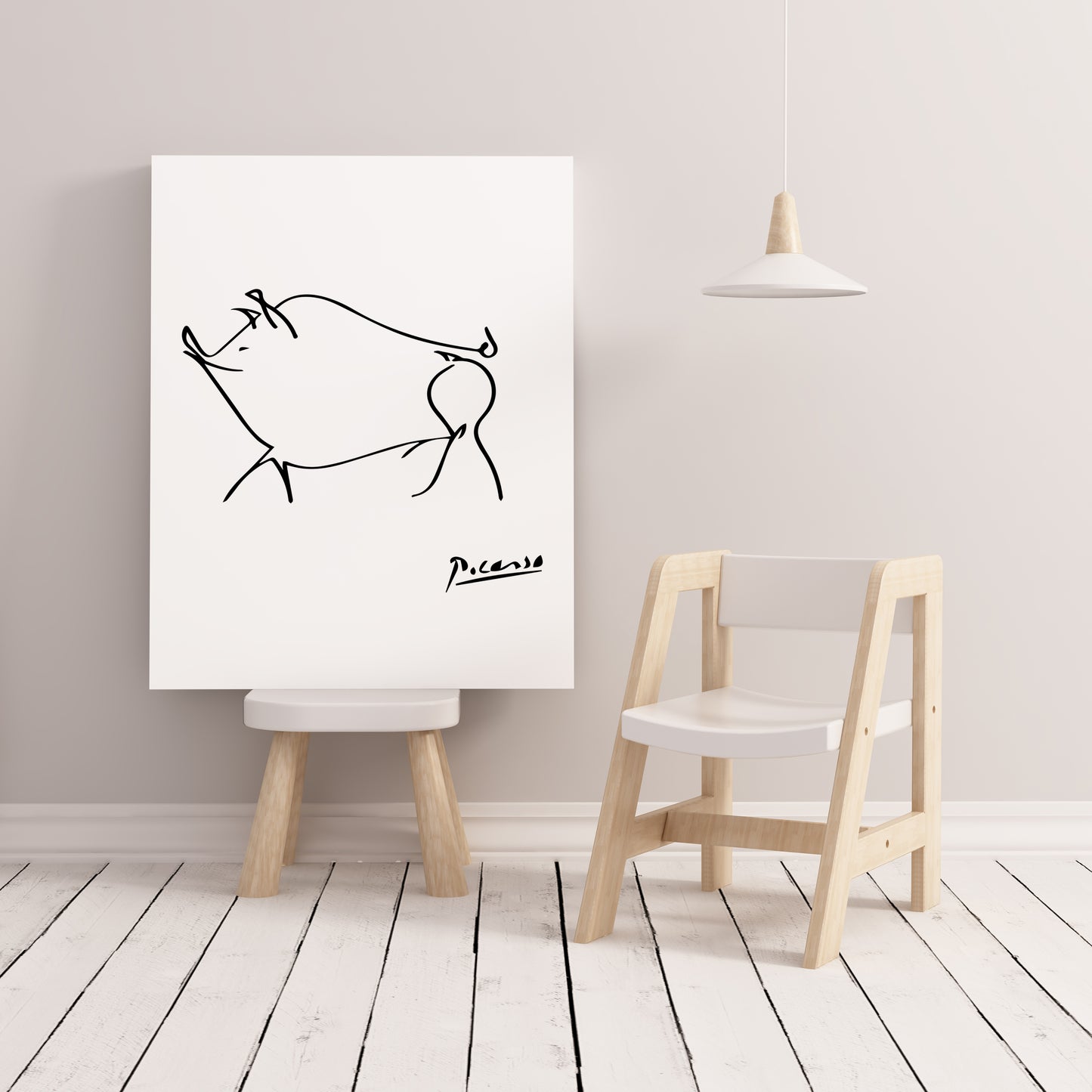 Picasso Pig Minimalist Line Art Print