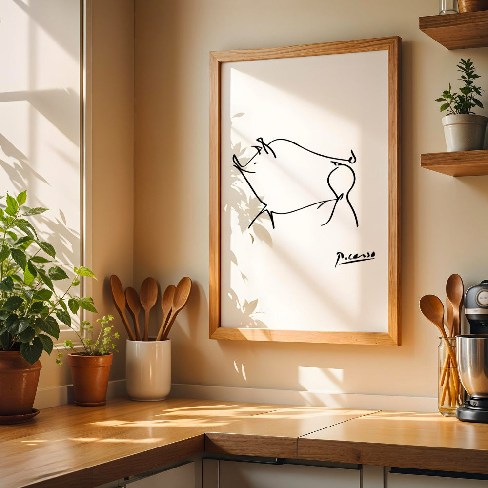 Picasso Pig Minimalist Line Art Print