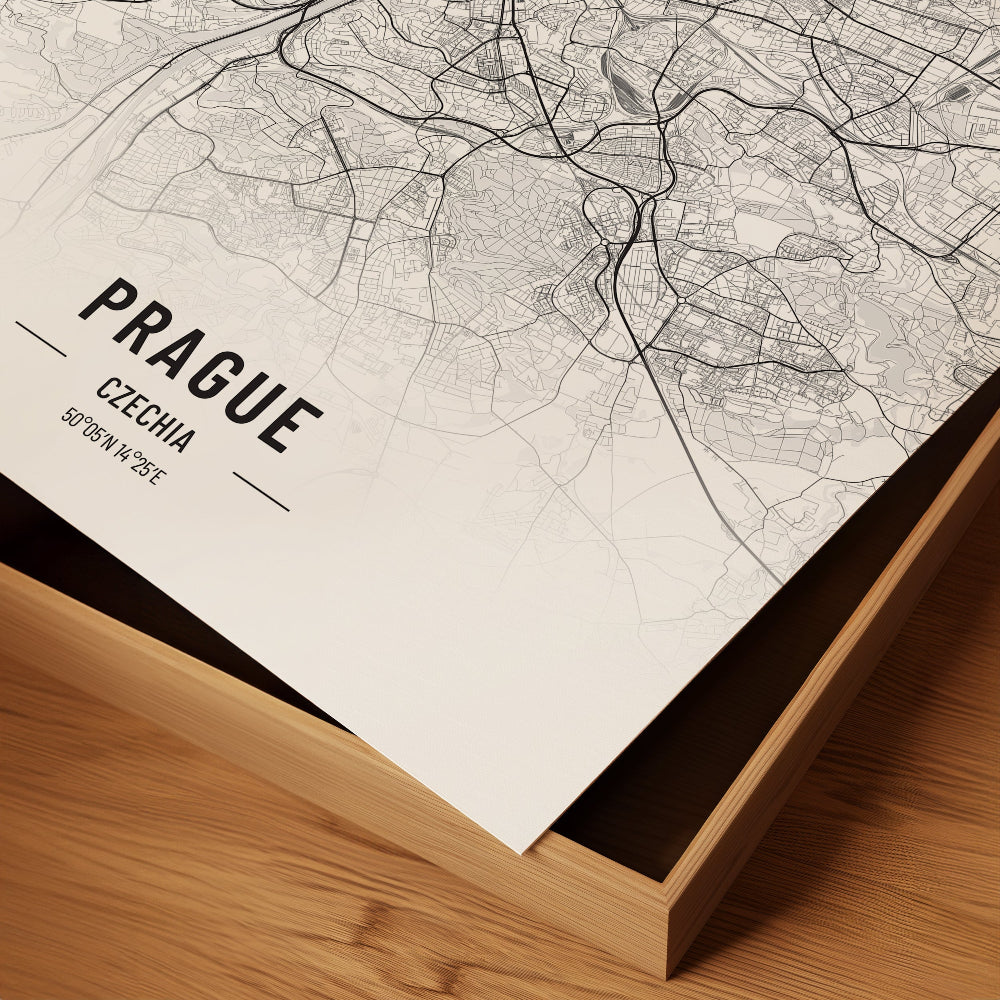 Prague Black and White Map Art Print