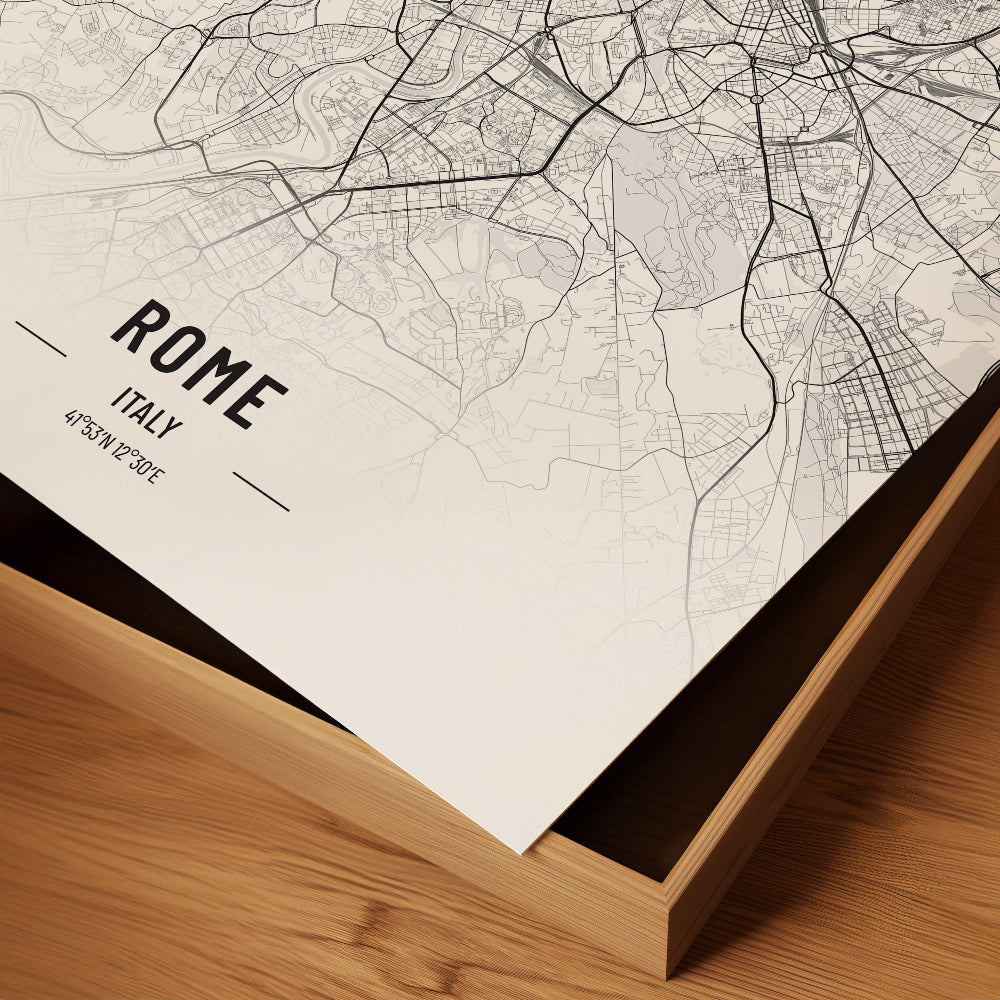 Rome Black and White Map Art Print