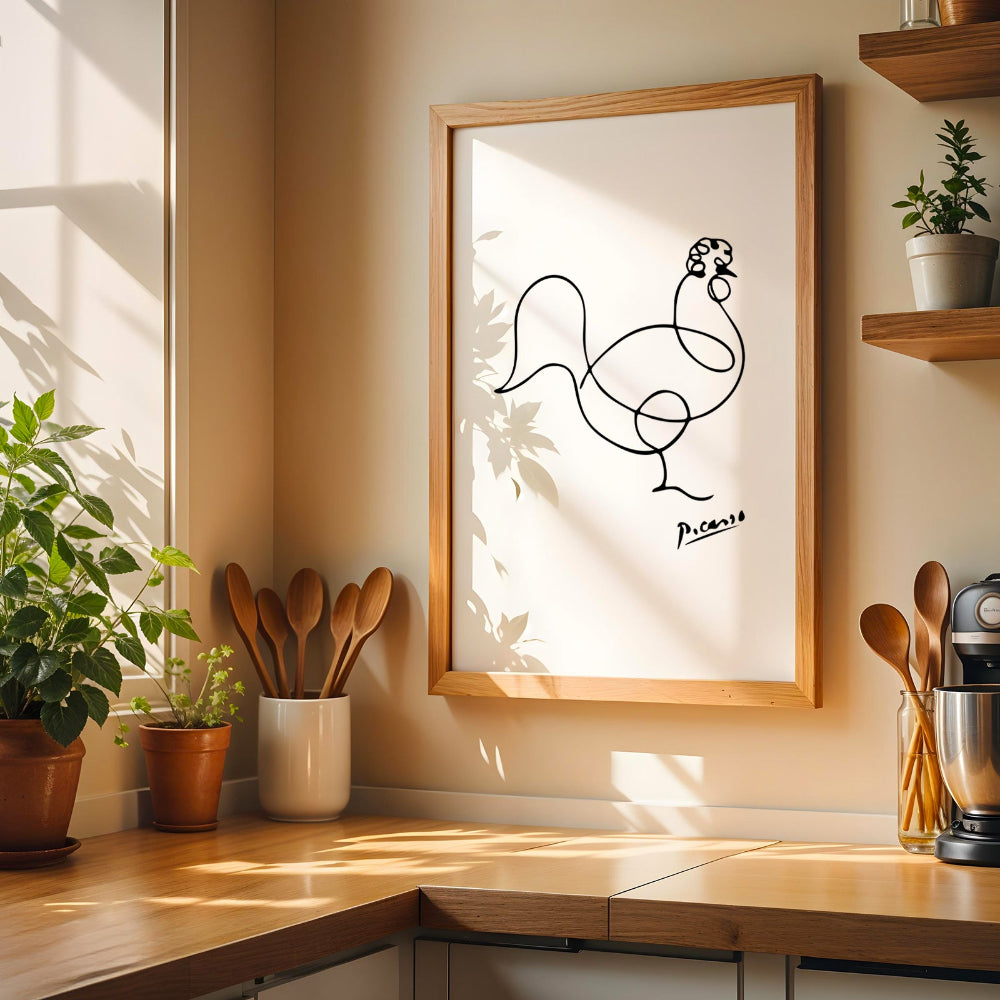 Picasso Rooster Minimalist Line Art Print