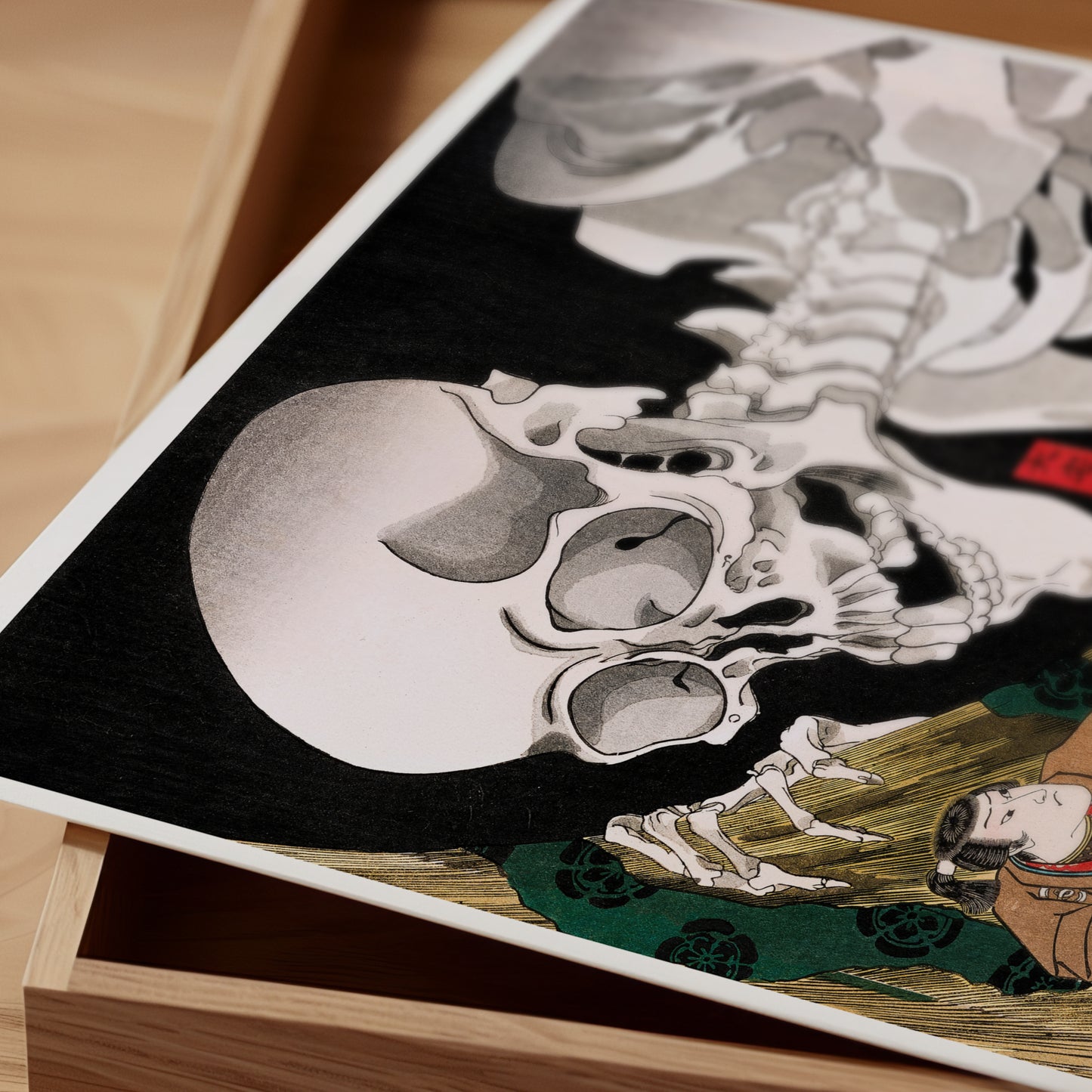 Skeleton vintage Japanese woodblock Art Print